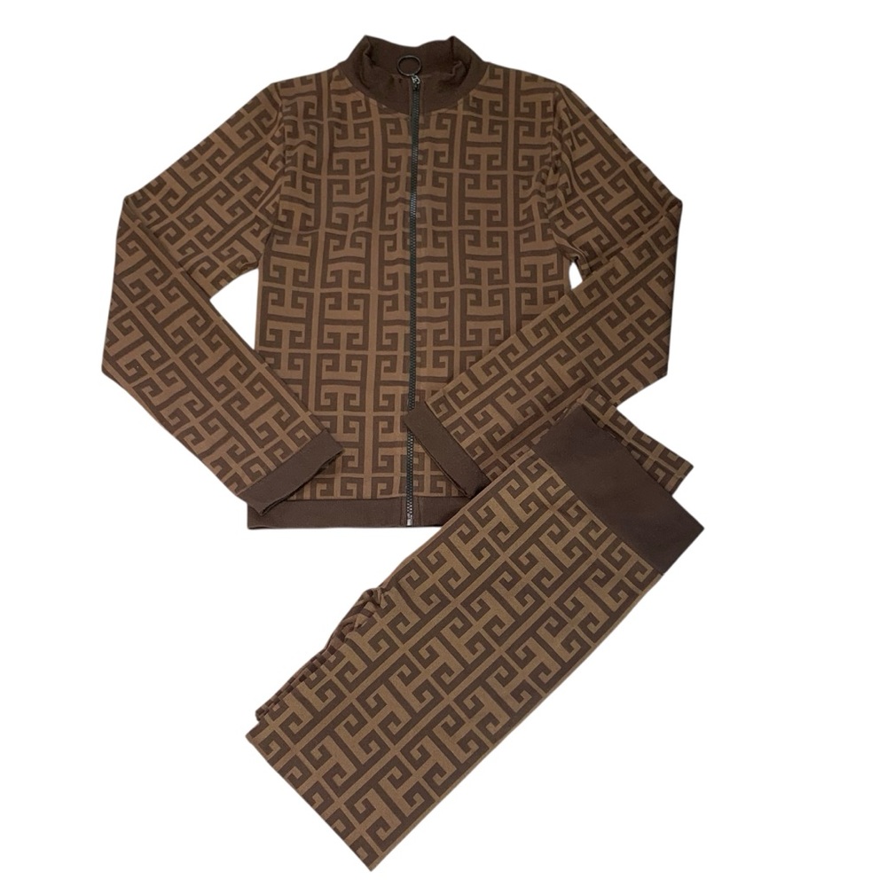 EYE CANDY Brown on Brown 2 Piece Athleisure Suit
